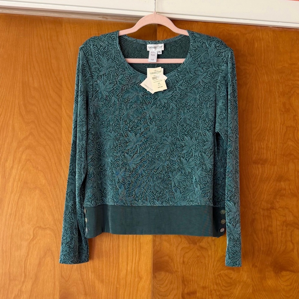 Vintage Coldwater Creek Deadstock Jacquard Top 90's Y2K Whimsigoth Size Petite L
